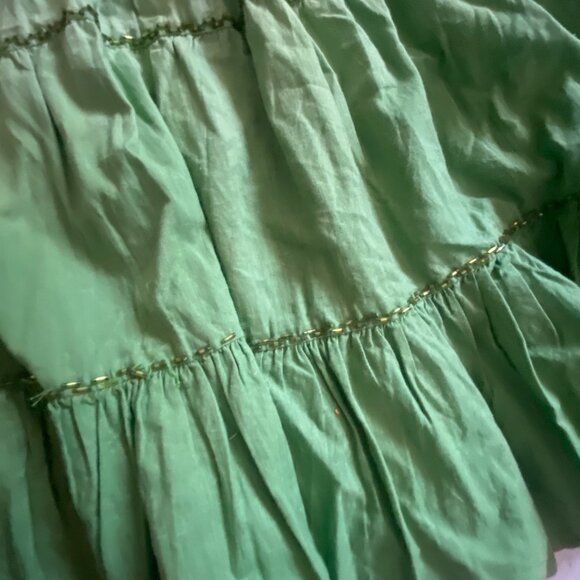 Green Tiered Smocked Waist Cotton Skirt By Ruby n Style Casual Cottagecore Fairy - Picture 6 of 7